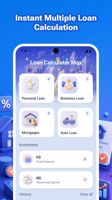 Loan Calculator Max home screen