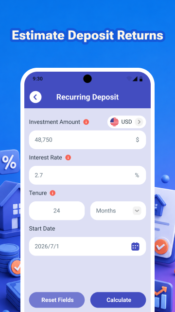 Recurring deposit calculator screen